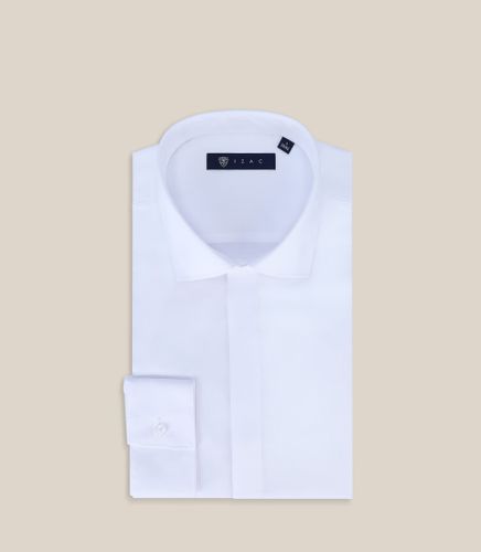 Chemise ville en satin de coton blanche - IZAC - Modalova