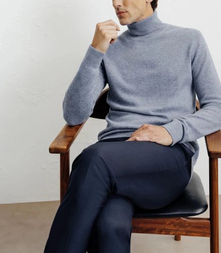 Pull col roulé 100% cachemire indigo - IZAC - Modalova