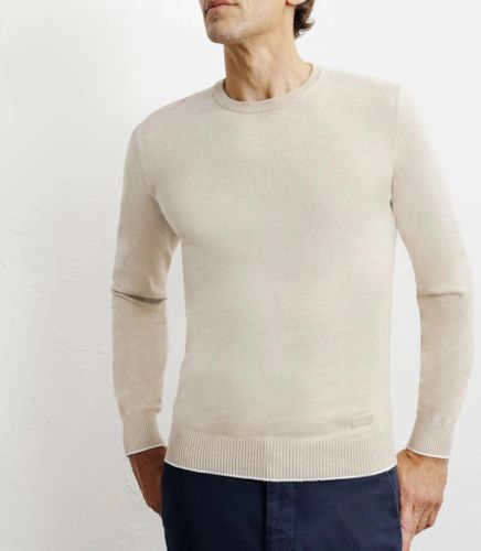 IZAC - Pull col rond en coton beige - IZAC - Modalova