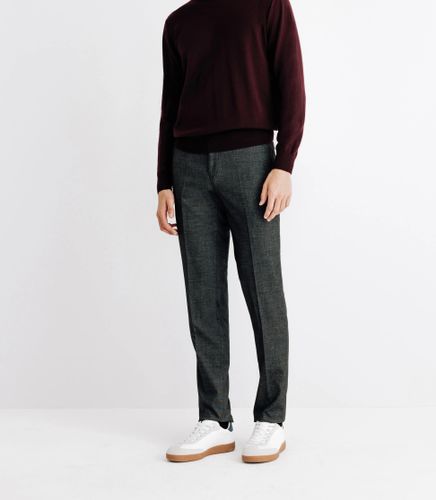 Pull en laine mérinos col rond bordeaux - IZAC - Modalova