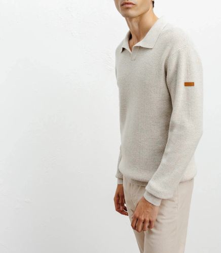 IZAC - Pull col polo ouvert beige - IZAC - Modalova