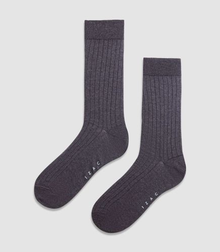 Lot de 2 chaussettes en fil d'Ecosse anthracite ''Picote'' - IZAC - Modalova