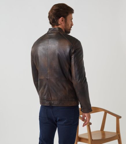 Blouson en cuir patiné ''Zack'' - IZAC - Modalova