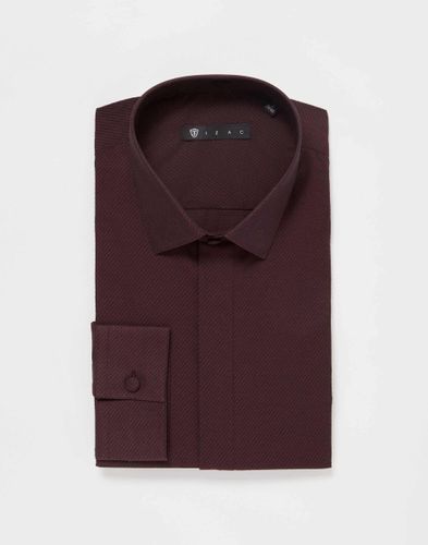 Chemise unie coton bordeaux - IZAC - Modalova