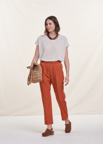 Pantalon fluide orange en lyocell - La Fée Maraboutée - Modalova