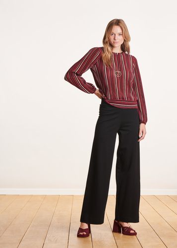 Pantalon noir large en jersey milano - La Fée Maraboutée - Modalova