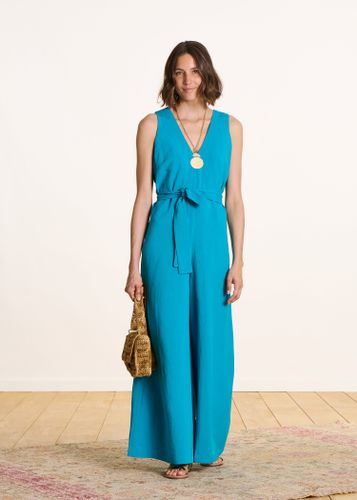 Combinaison pantalon sans manches bleu - La Fée Maraboutée - Modalova