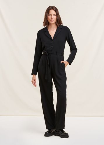 Combinaison pantalon noire col tailleur - La Fée Maraboutée - Modalova