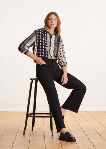 Jean flare noir taille haute en coton biologique - La Fée Maraboutée - Modalova