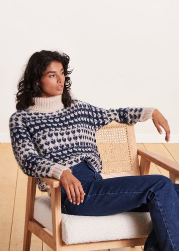 Pull bleu en jacquard à col roulé - La Fée Maraboutée - Modalova