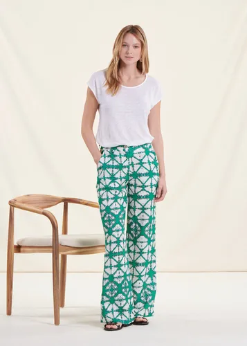 Pantalon large vert chlorophylle en lin à taille haute tie & dye - La Fée Maraboutée - Modalova