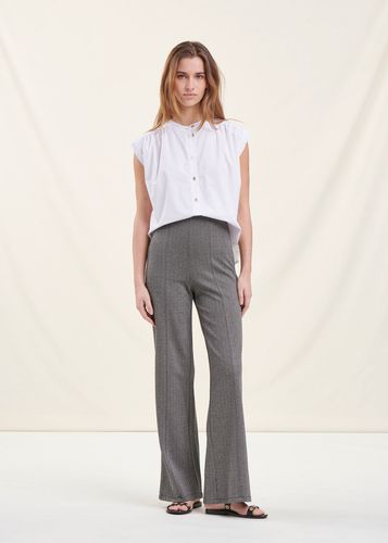 Pantalon droit motif chevrons gris foncé - La Fée Maraboutée - Modalova