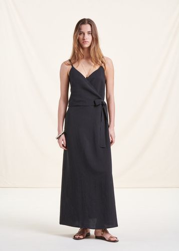 Robe longue habillée en viscose lin noire - La Fée Maraboutée - Modalova