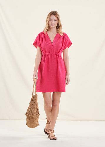 Robe courte rose fuchsia en lin - La Fée Maraboutée - Modalova