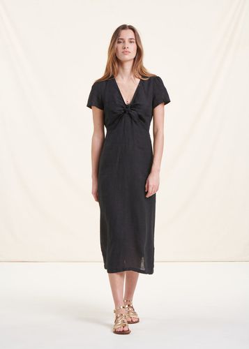 Robe longue noire en lin - La Fée Maraboutée - Modalova