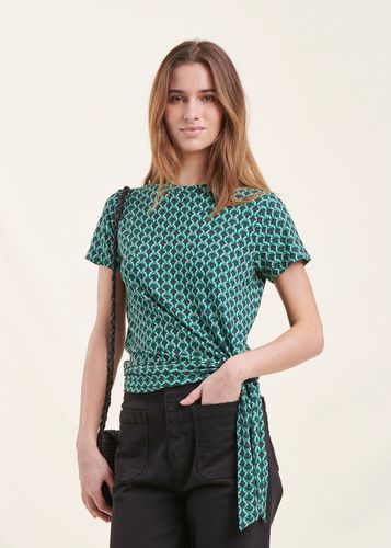 T-shirt vert ample manches courtes imprimé - La Fée Maraboutée - Modalova