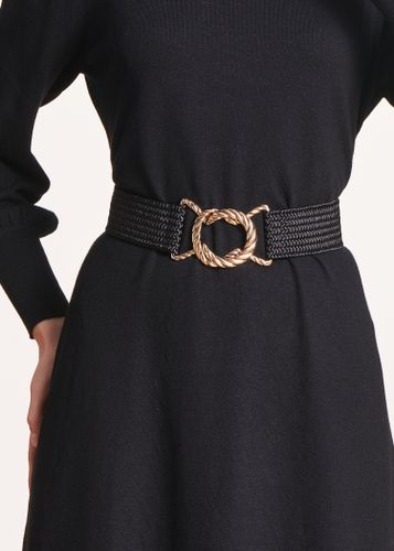 Ceinture noire élastiquée boucle fantaisie - La Fée Maraboutée - Modalova