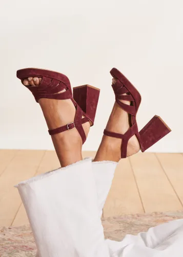 Sandales à talons velours bordeaux - La Fée Maraboutée - Modalova