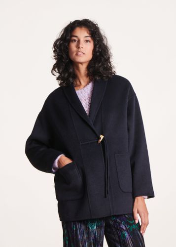 Manteau court bleu marine en laine - La Fée Maraboutée - Modalova