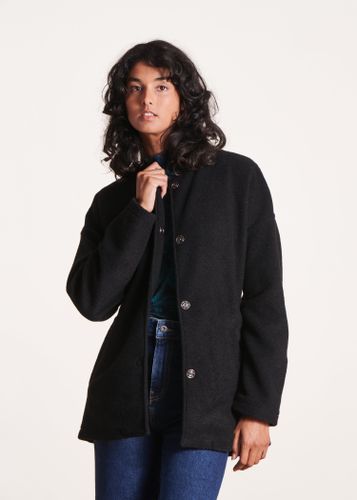 Manteau court noir ceinturé en laine - La Fée Maraboutée - Modalova