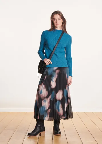 Jupe midi plissée en voile imprimé tie & dye - La Fée Maraboutée - Modalova