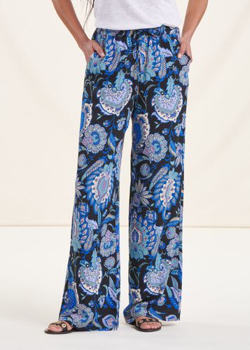 Pantalon large à imprimé noir et bleu - La Fée Maraboutée - Modalova