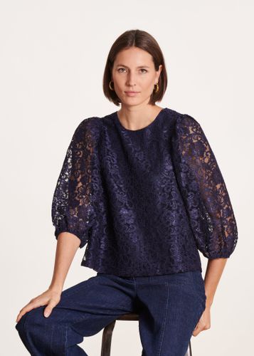 Blouse bleu marine ample en dentelle - La Fée Maraboutée - Modalova