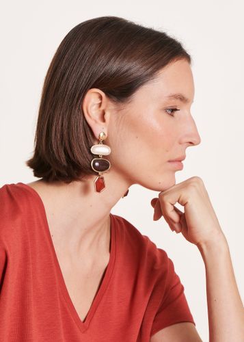 Boucles d'oreilles pendantes multicabochons - La Fée Maraboutée - Modalova