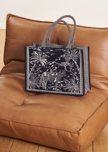 Sac cabas bleu en jacquard - La Fée Maraboutée - Modalova