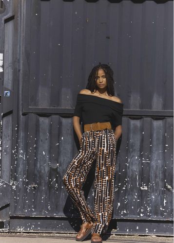 Pantalon fluide à imprimé taille élastique - La Fée Maraboutée - Modalova