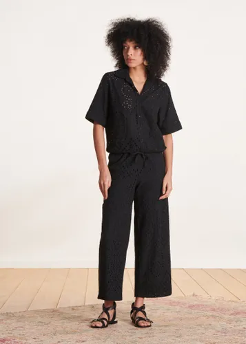 Pantalon noir en broderie anglaise - La Fée Maraboutée - Modalova