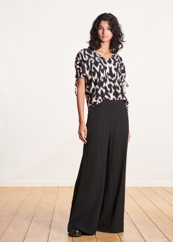 Pantalon large noir en coton - La Fée Maraboutée - Modalova