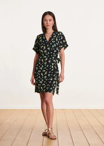 Robe courte portefeuille à imprimé fleuri - La Fée Maraboutée - Modalova