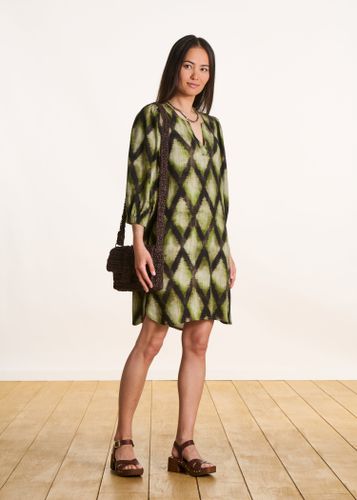 Robe courte ample kaki à imprimé - La Fée Maraboutée - Modalova