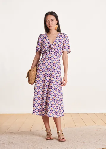 Robe mi-longue à imprimé manches courtes - La Fée Maraboutée - Modalova