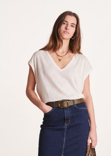 T-shirt ample écru en lyocell à manches courtes - La Fée Maraboutée - Modalova
