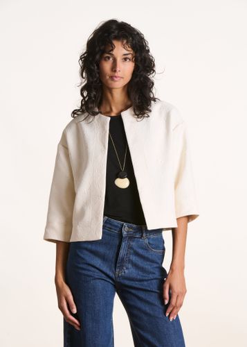 Veste courte écrue manches 3/4 en jacquard - La Fée Maraboutée - Modalova