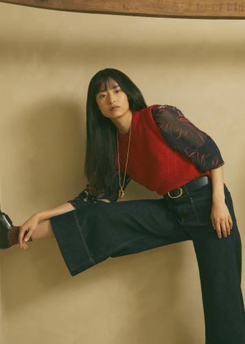 Pull rouge sans manches col rond - La Fée Maraboutée - Modalova