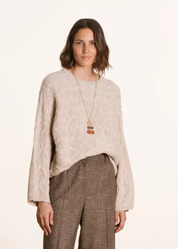 Pull beige ample manches longues col rond - La Fée Maraboutée - Modalova