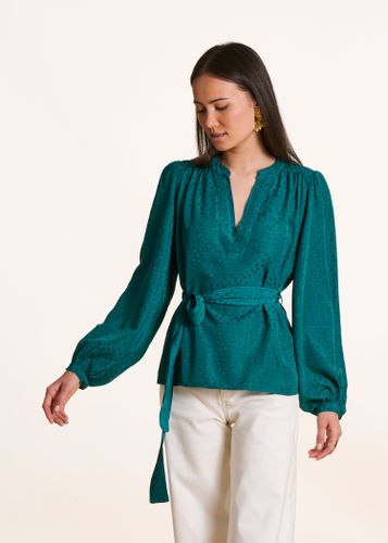 Top bleu ceinturé manches longues - La Fée Maraboutée - Modalova