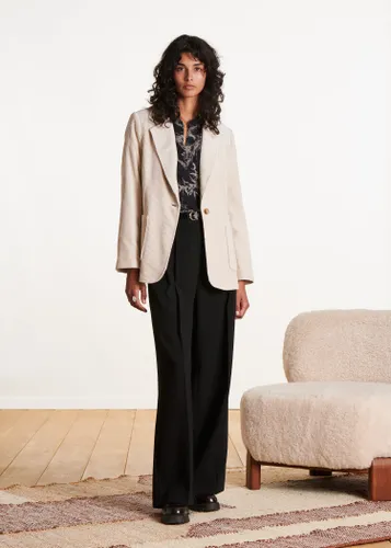 Veste tailleur écrue en velours côtelé - La Fée Maraboutée - Modalova