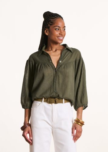 Chemise oversize en voile de coton kaki - La Fée Maraboutée - Modalova