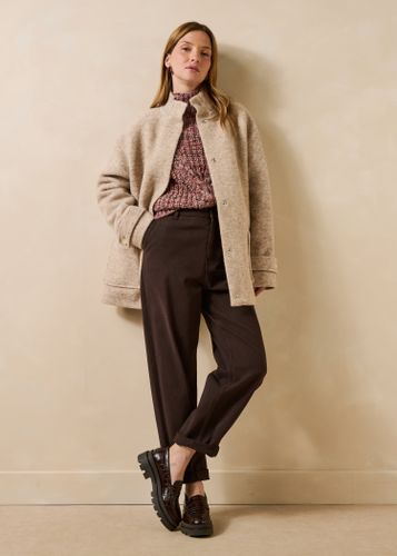 Manteau Femme Neuville En Lainage Marron - Taille 46-48, Doublure Acétate, Neuf Avec étiquettes