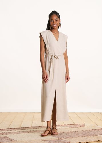 Robe midi beige cache-caur - La Fée Maraboutée - Modalova