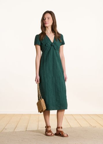 Robe midi vert foncé en broderie anglaise - La Fée Maraboutée - Modalova