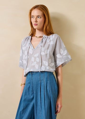 Top ample fleuri en coton manches courtes - La Fée Maraboutée - Modalova