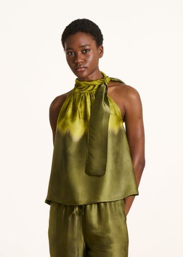 Top fluide vert à imprimé tie & dye en satin - La Fée Maraboutée - Modalova