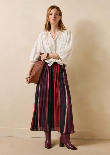 Jupe longue plissée violet et rouge à rayures - La Fée Maraboutée - Modalova