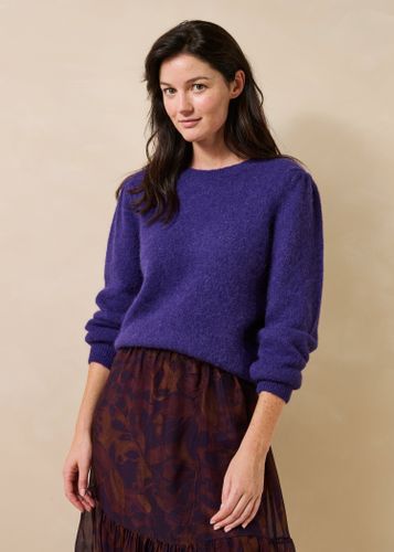 Pull violet manches longues en alpaga col rond - La Fée Maraboutée - Modalova