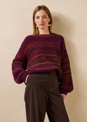 Pull manches longues rayé encolure ronde - La Fée Maraboutée - Modalova